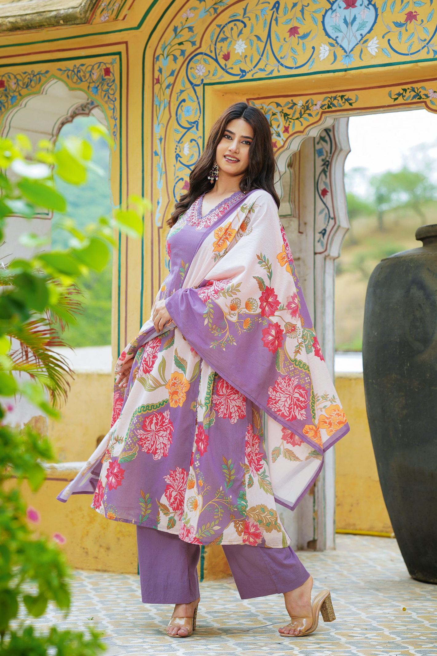 Dewberry purple Mulmul Kurta Set