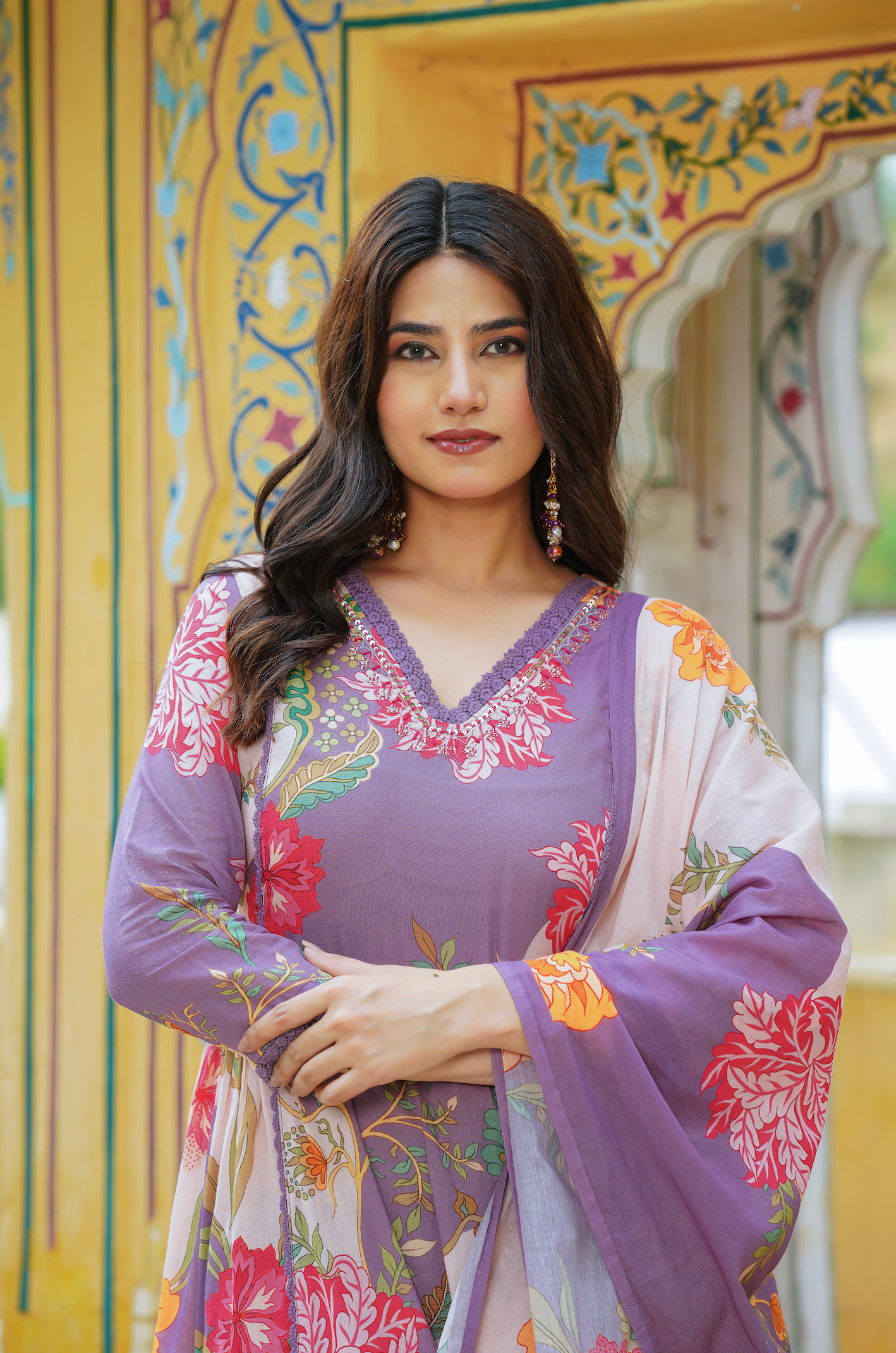 Dewberry purple Mulmul Kurta Set