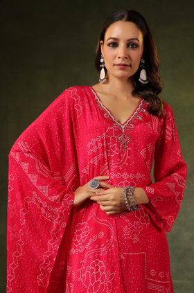 Rose Pink Bandhej Suit set