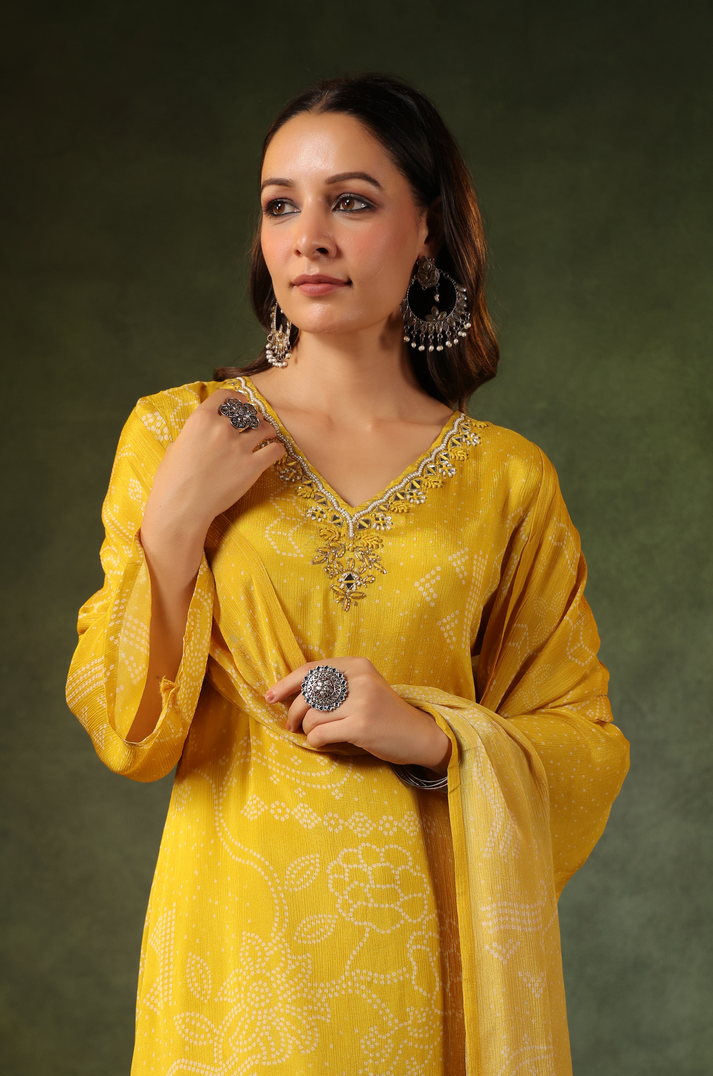 Yellow Bandhej Suit Set
