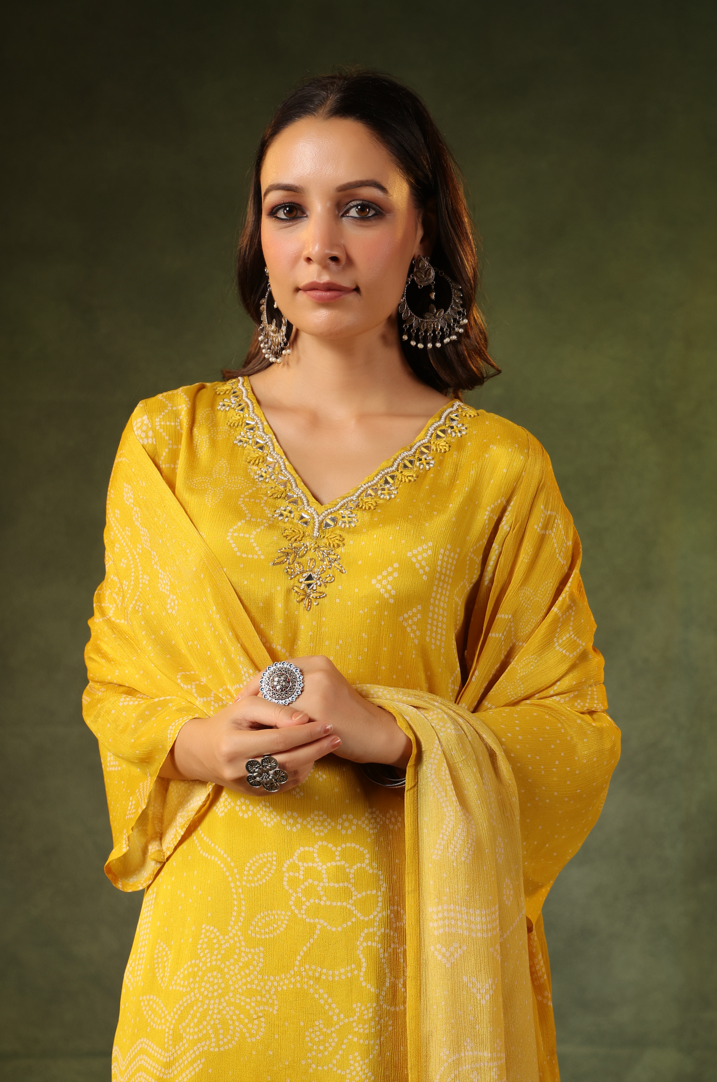 Yellow Bandhej Suit Set