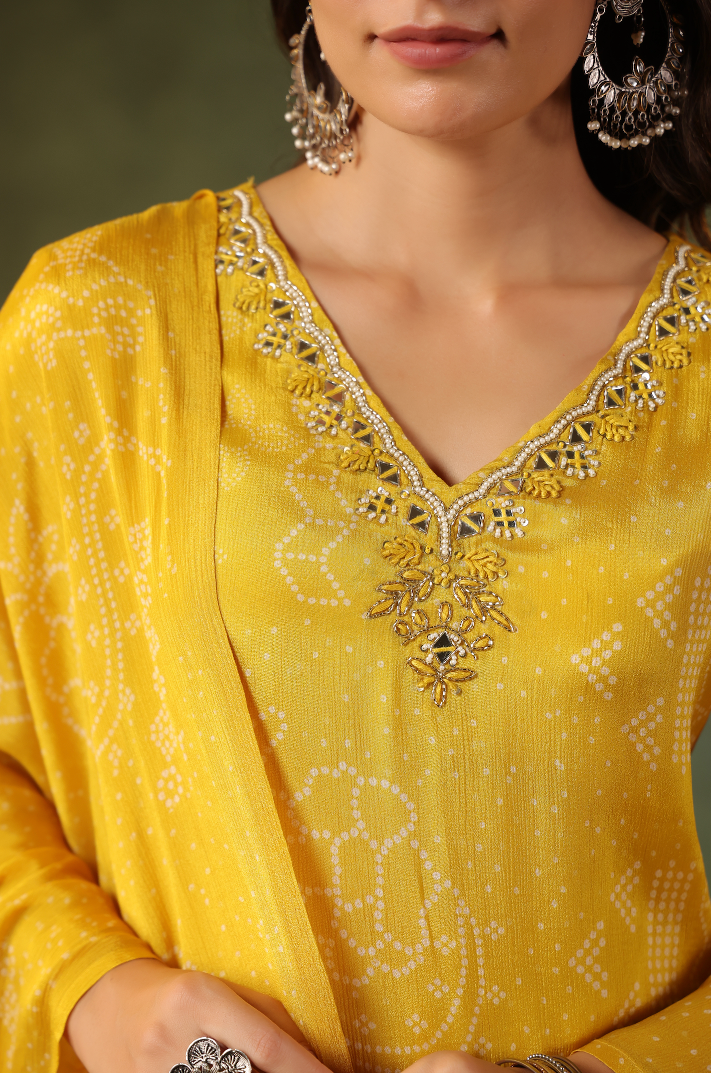Yellow Bandhej Suit Set