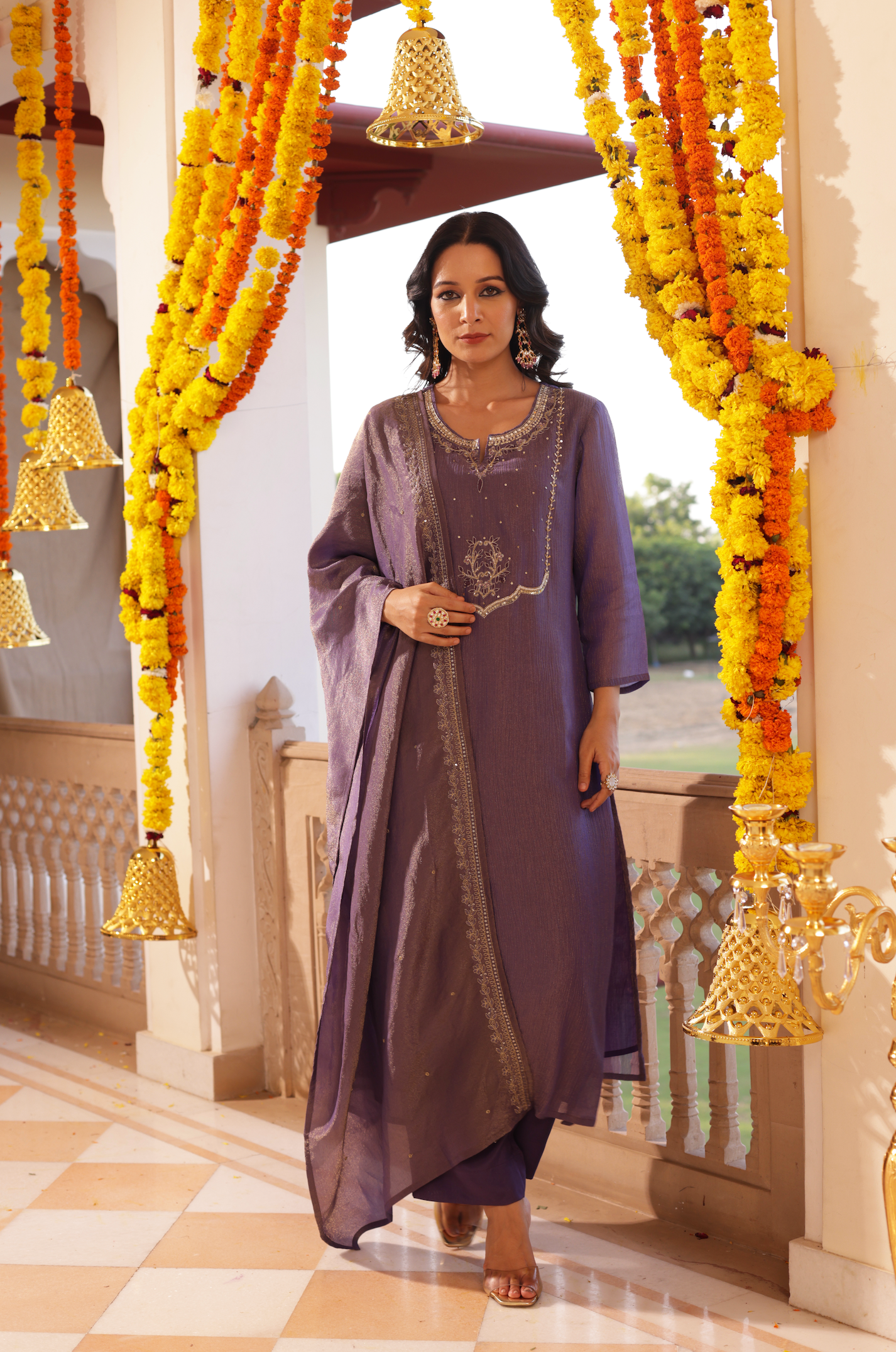 Royal Purple Shimmer Suit Set