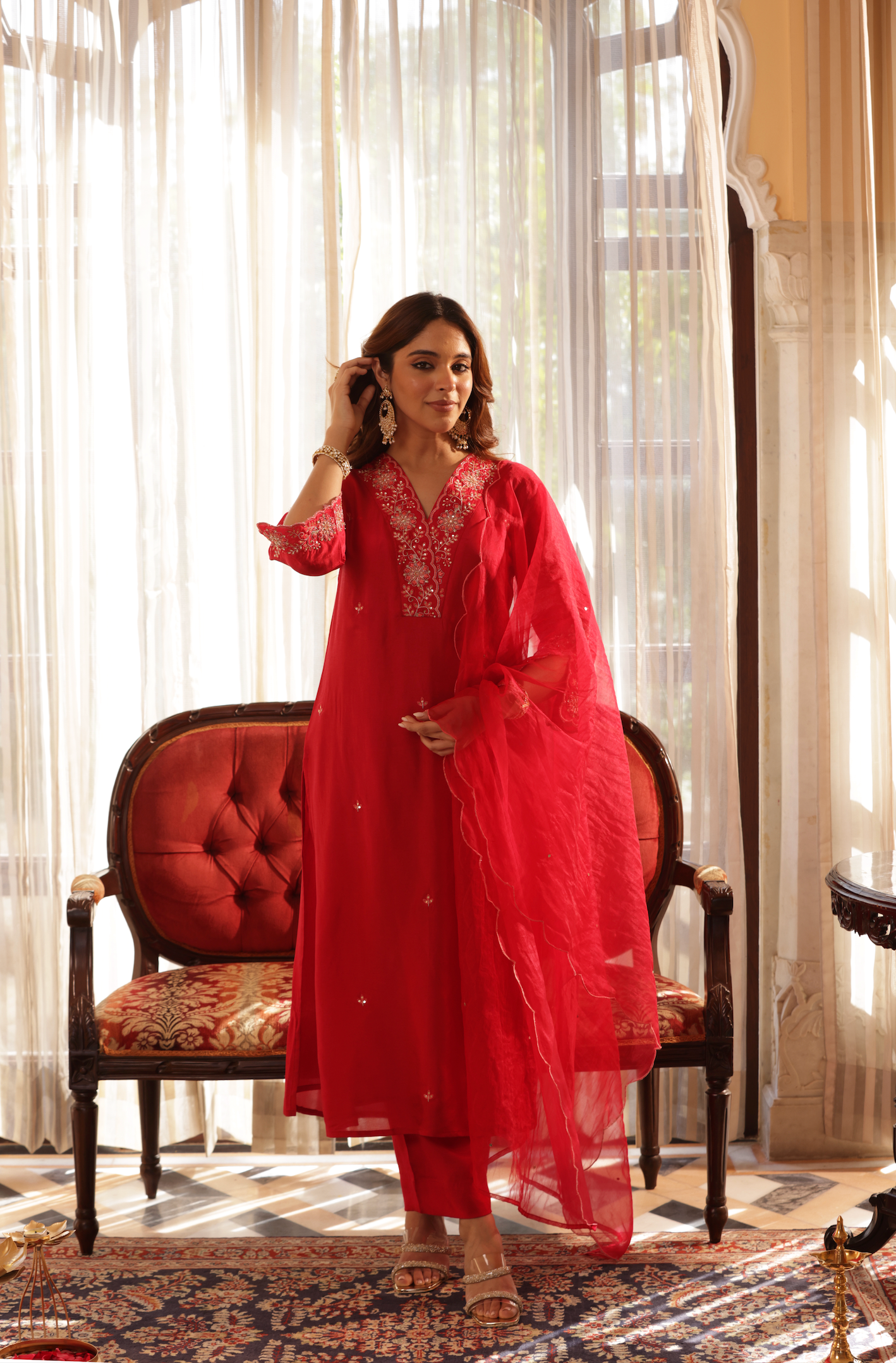 Royal Fuchsia Silk Suit Set