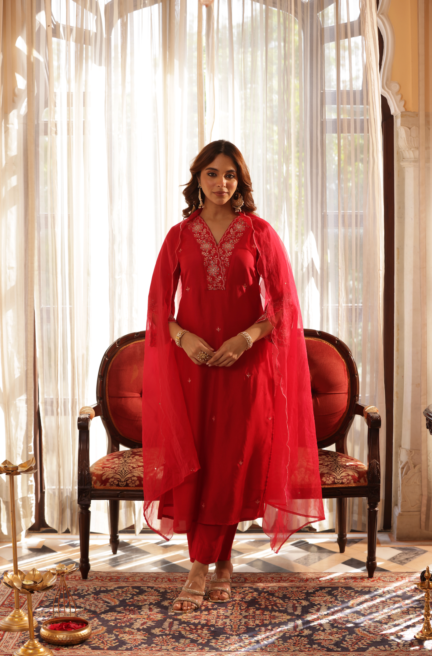 Royal Fuchsia Silk Suit Set