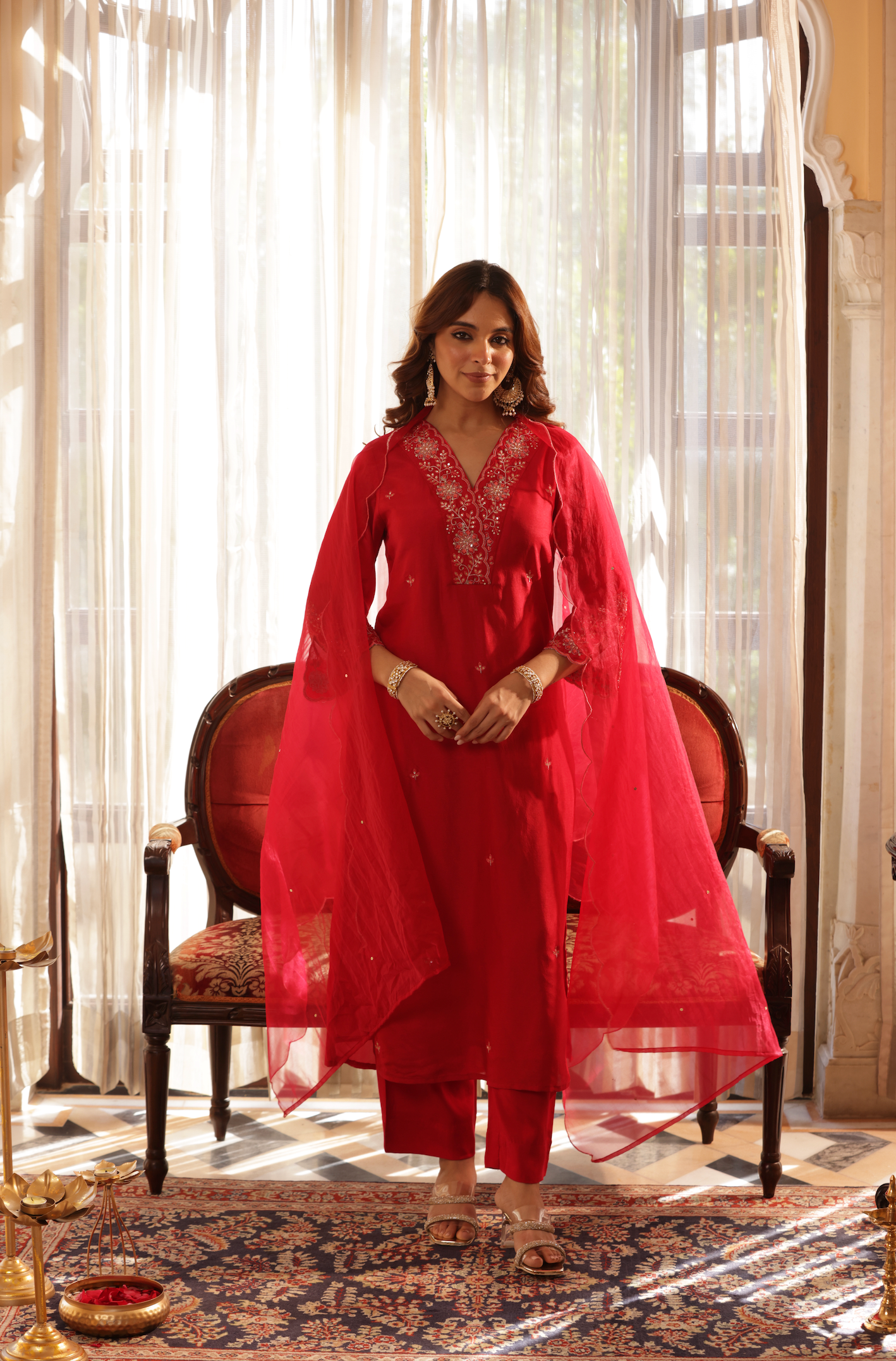 Royal Fuchsia Silk Suit Set