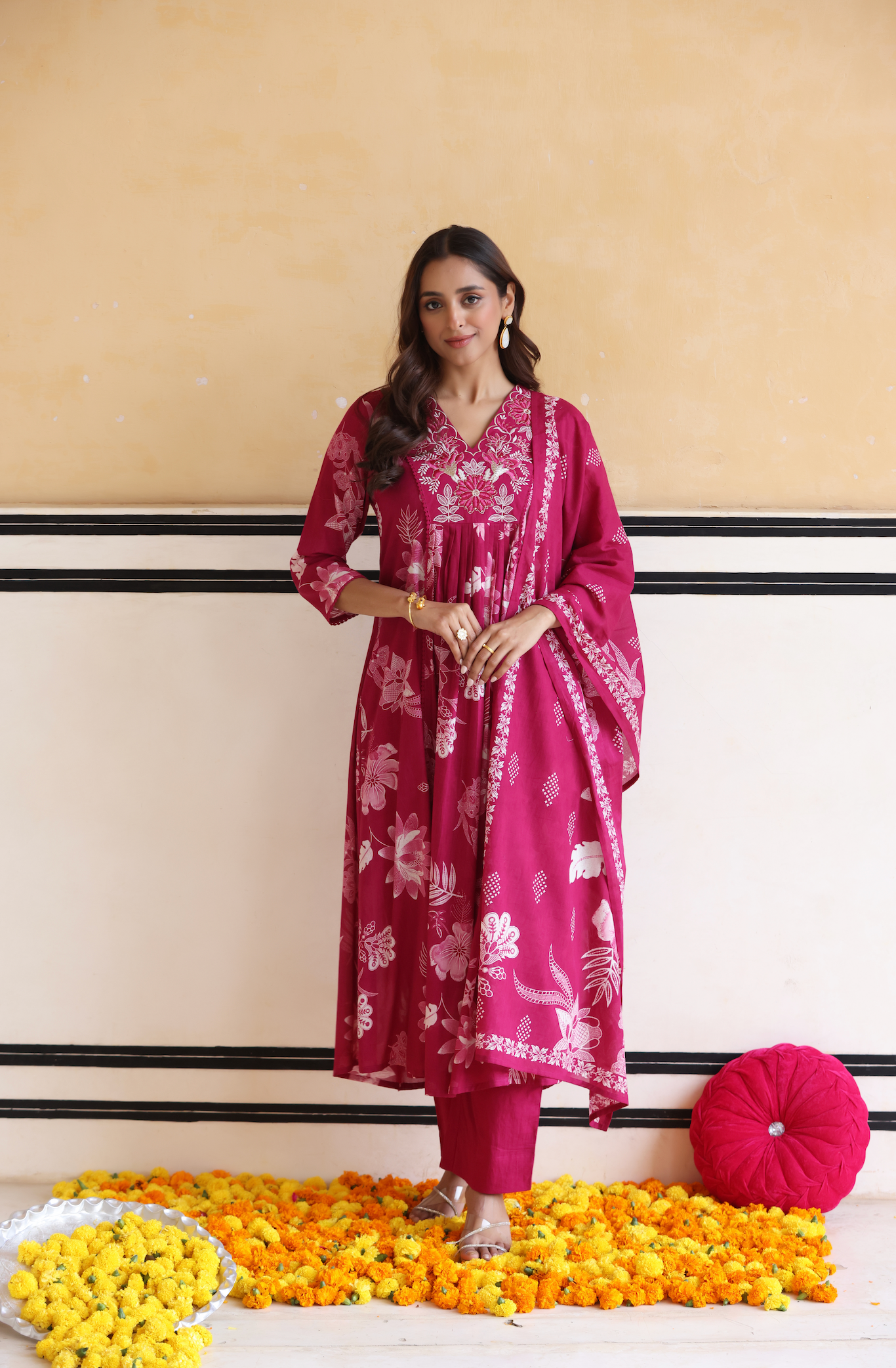 Blossom Berry Flared Suit Set