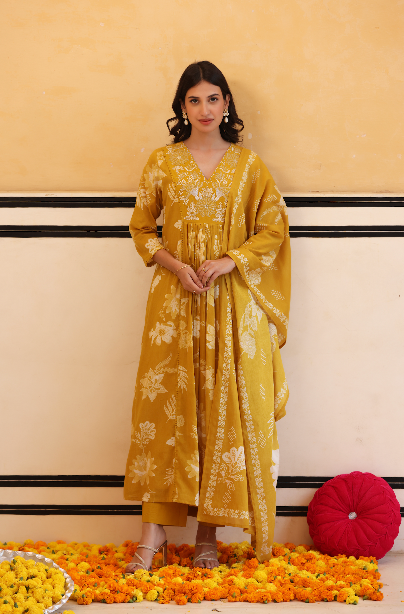 Sunlit Mustard Flared Suit Set