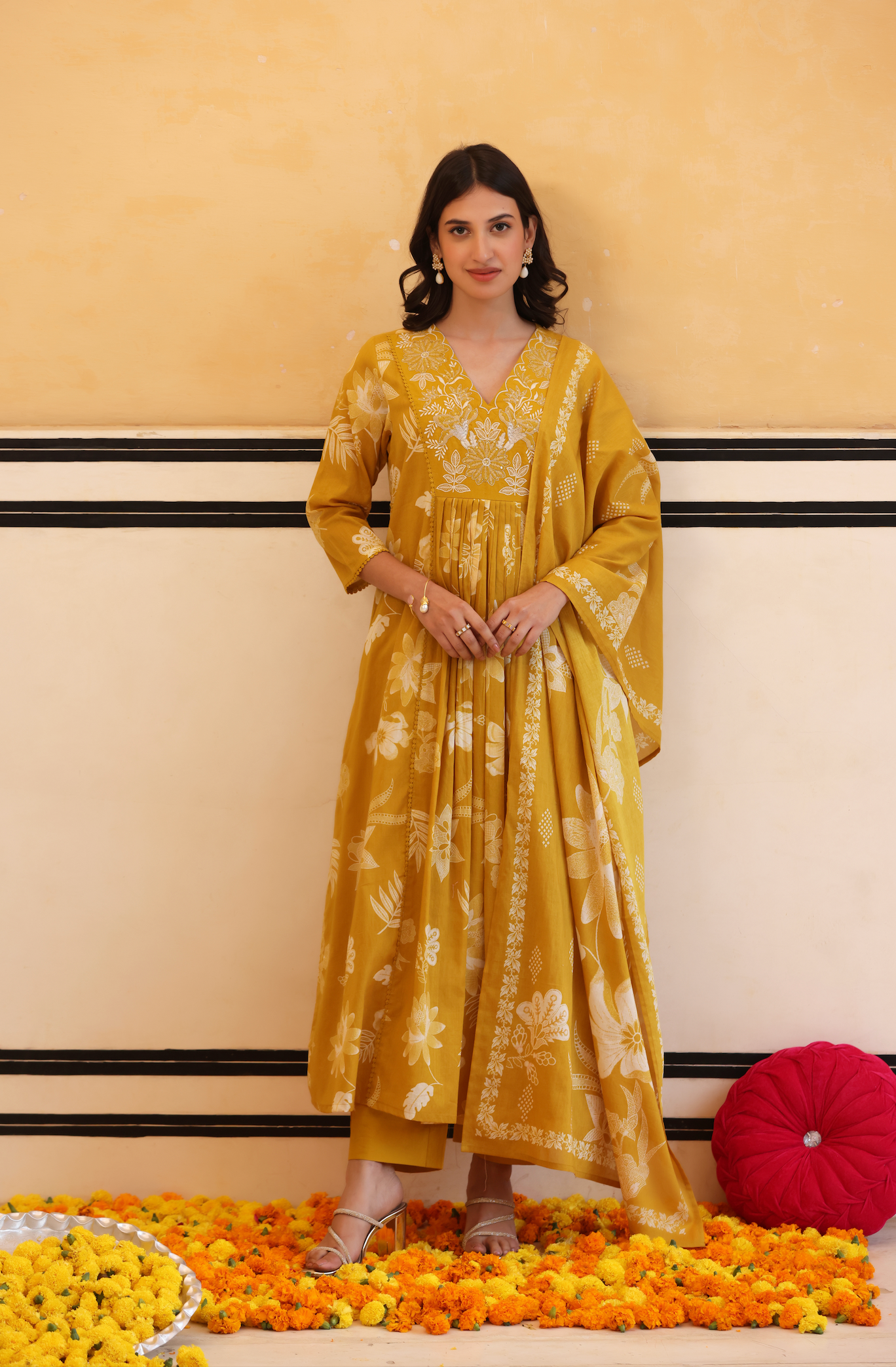 Sunlit Mustard Flared Suit Set