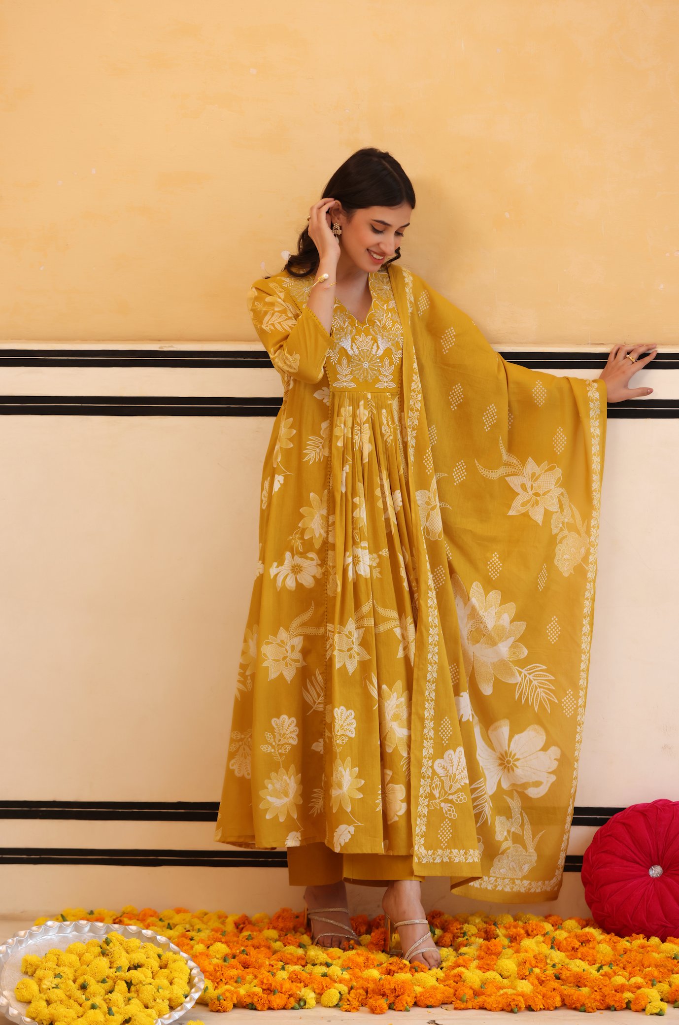 Sunlit Mustard Flared Suit Set