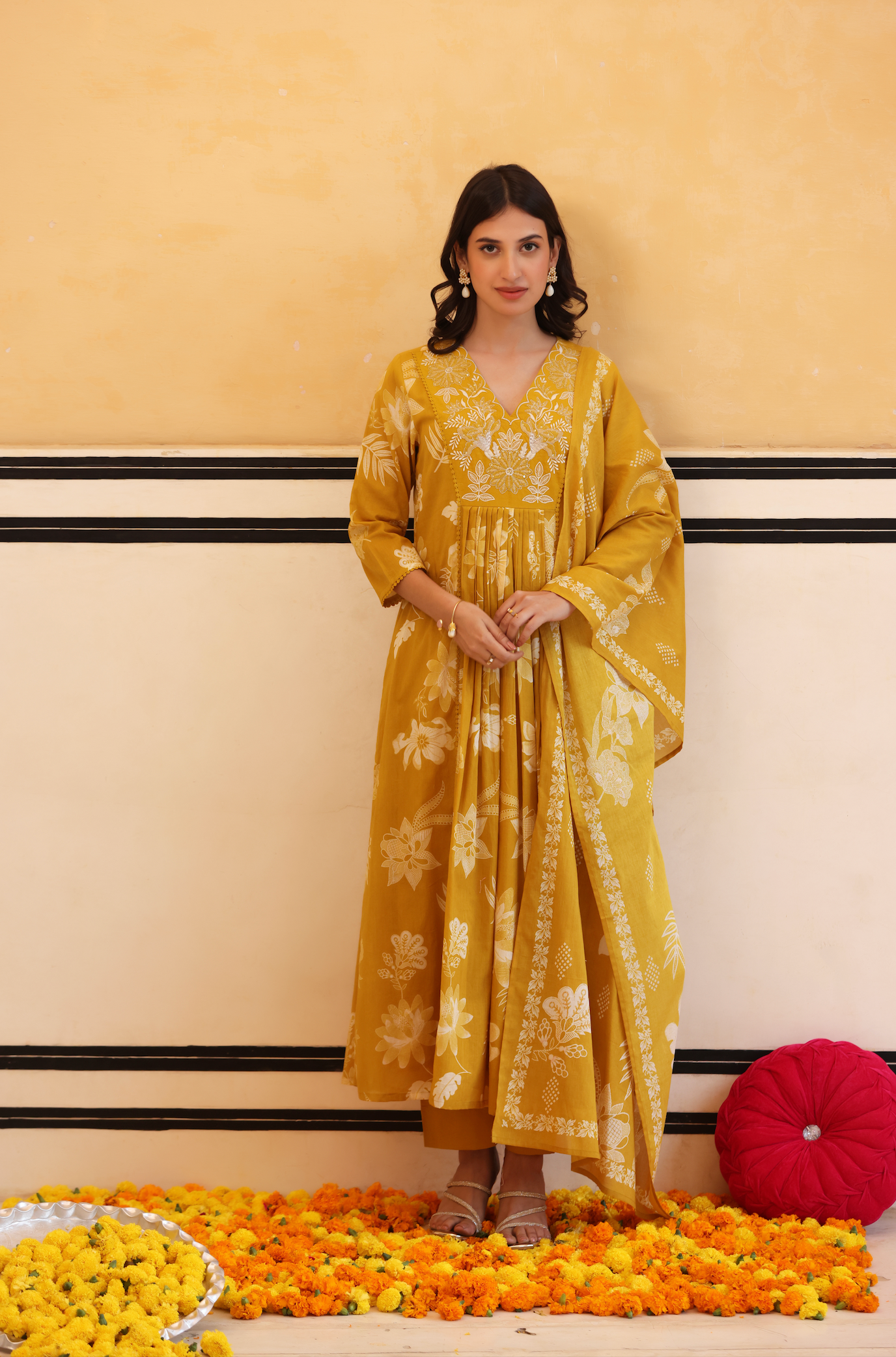 Sunlit Mustard Flared Suit Set