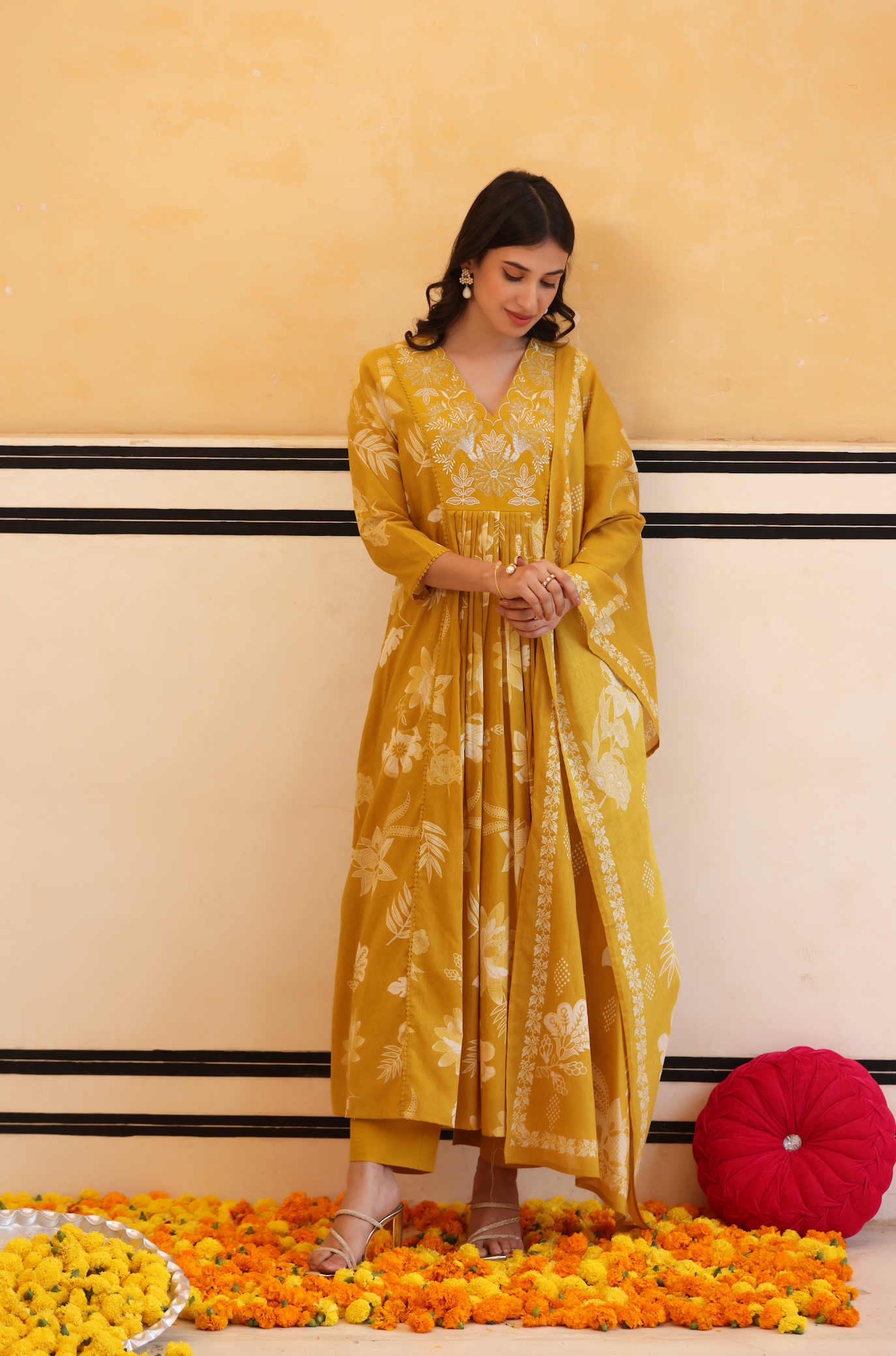 Sunlit Mustard Flared Suit Set