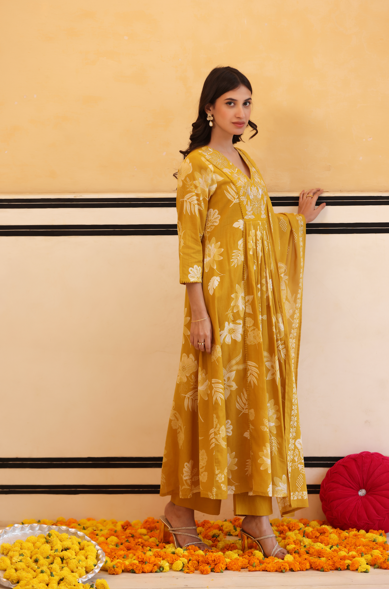 Sunlit Mustard Flared Suit Set