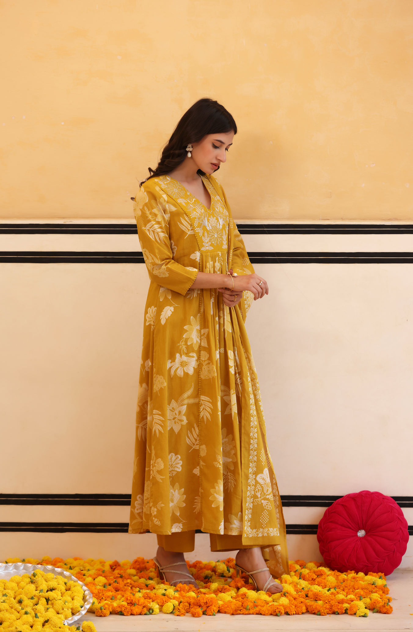 Sunlit Mustard Flared Suit Set