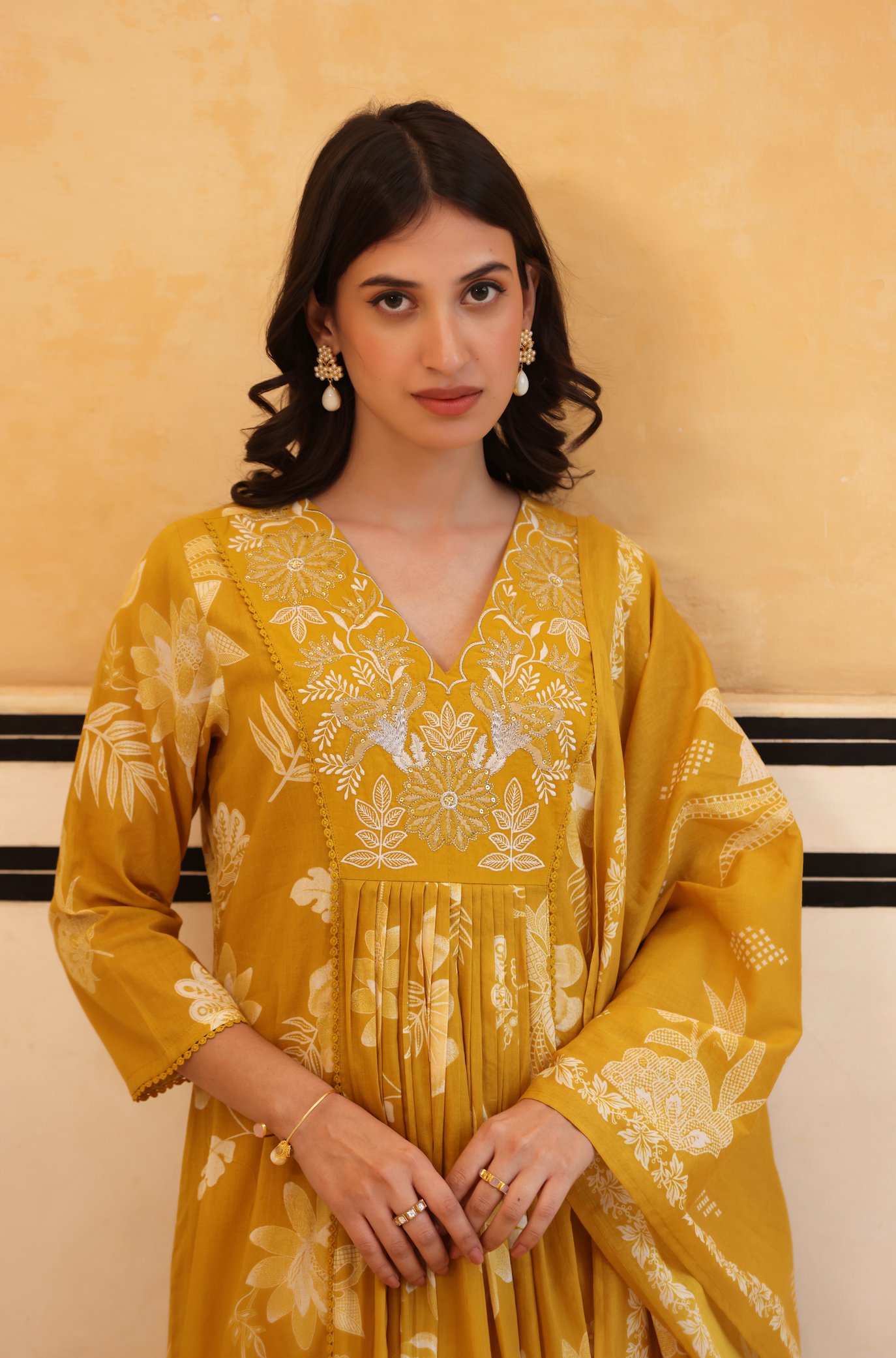 Sunlit Mustard Flared Suit Set