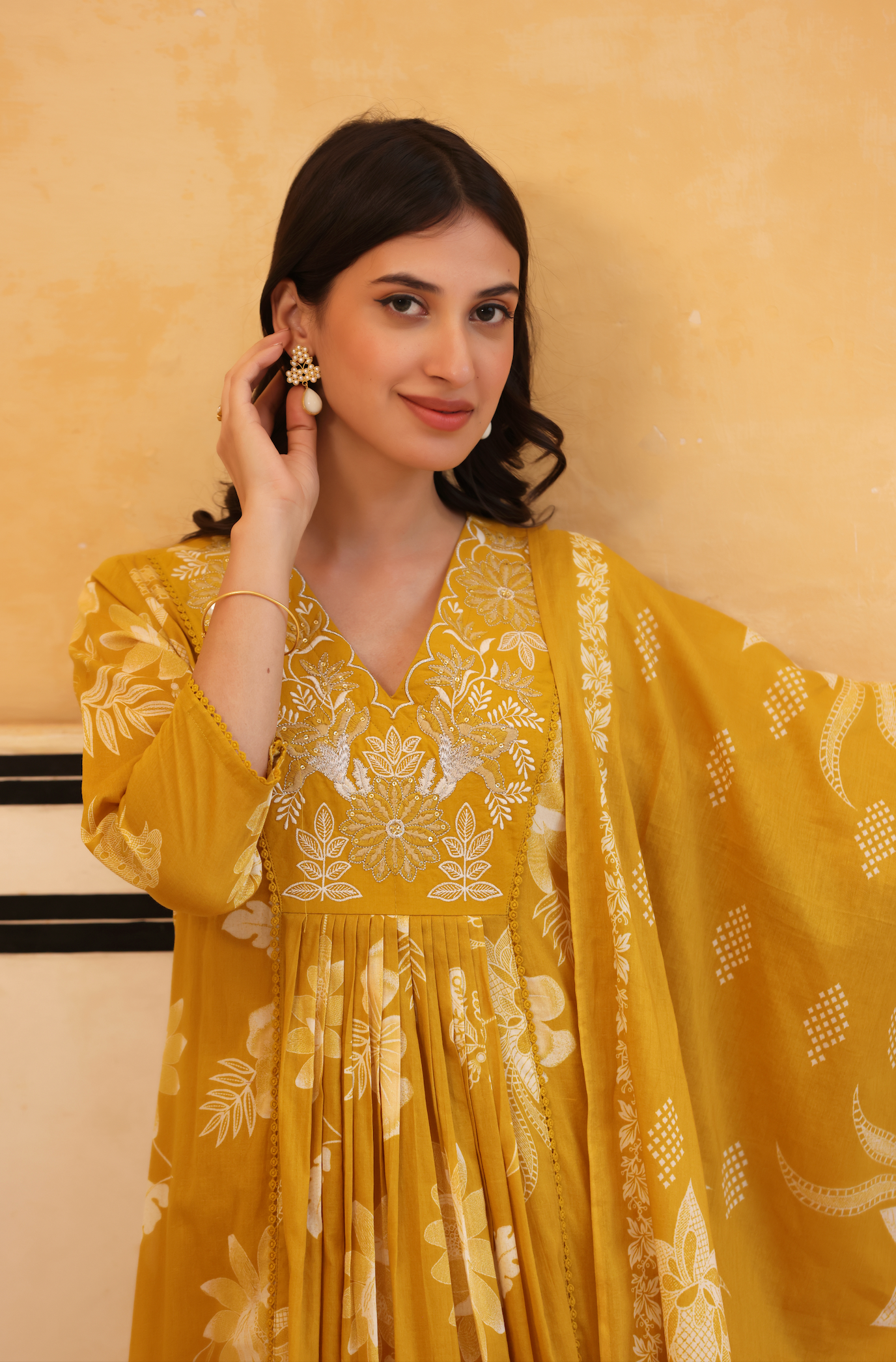 Sunlit Mustard Flared Suit Set