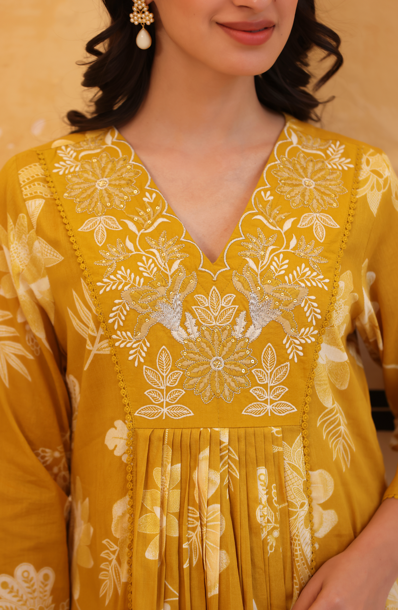 Sunlit Mustard Flared Suit Set