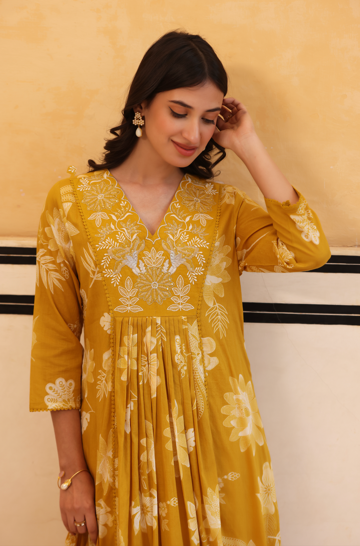 Sunlit Mustard Flared Suit Set