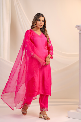 Blush Bloom Silk Suit Set