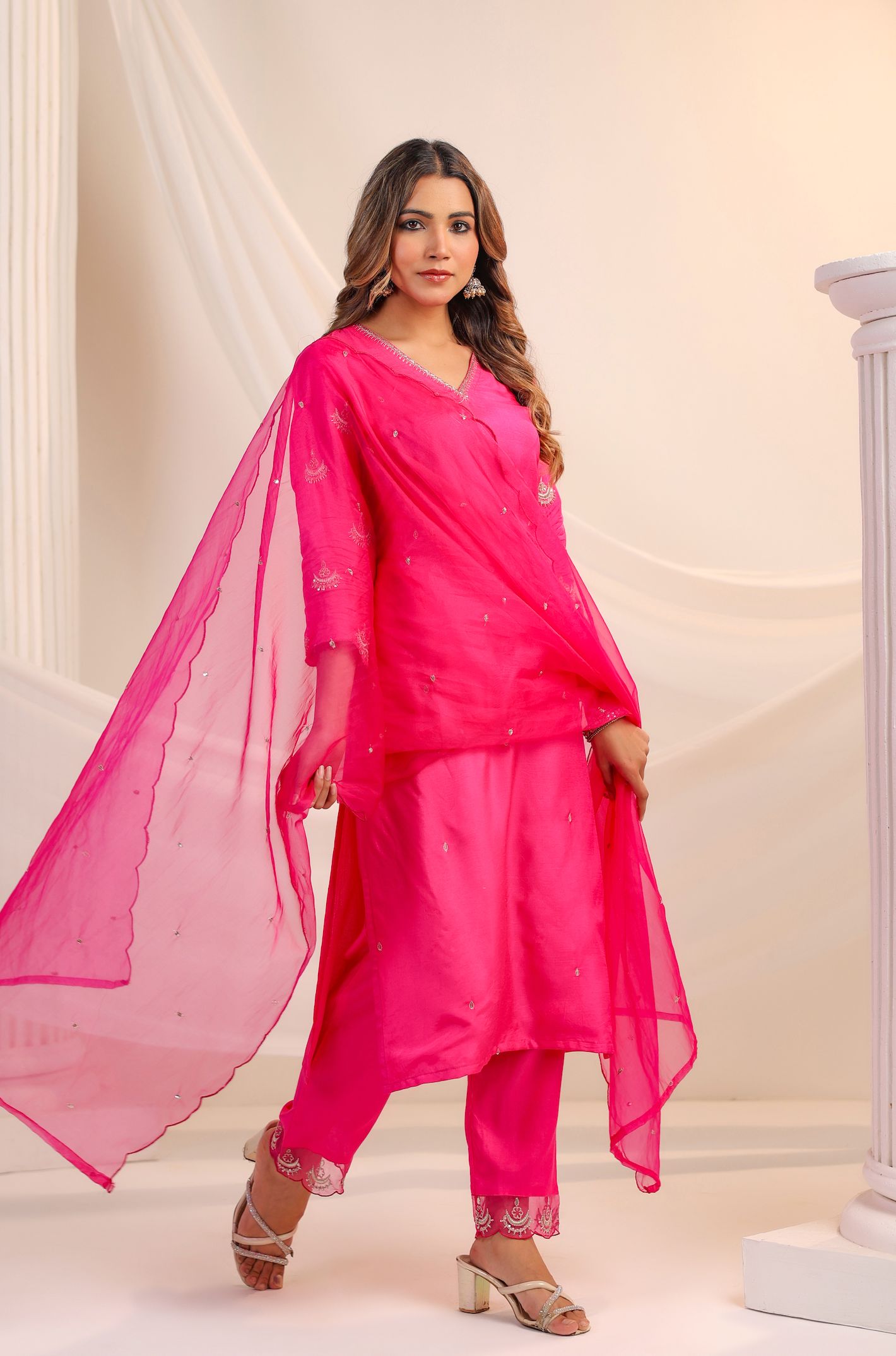 Blush Bloom Silk Suit Set