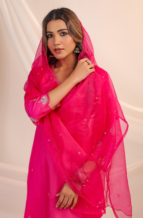 Blush Bloom Silk Suit Set