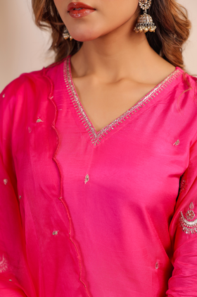 Blush Bloom Silk Suit Set