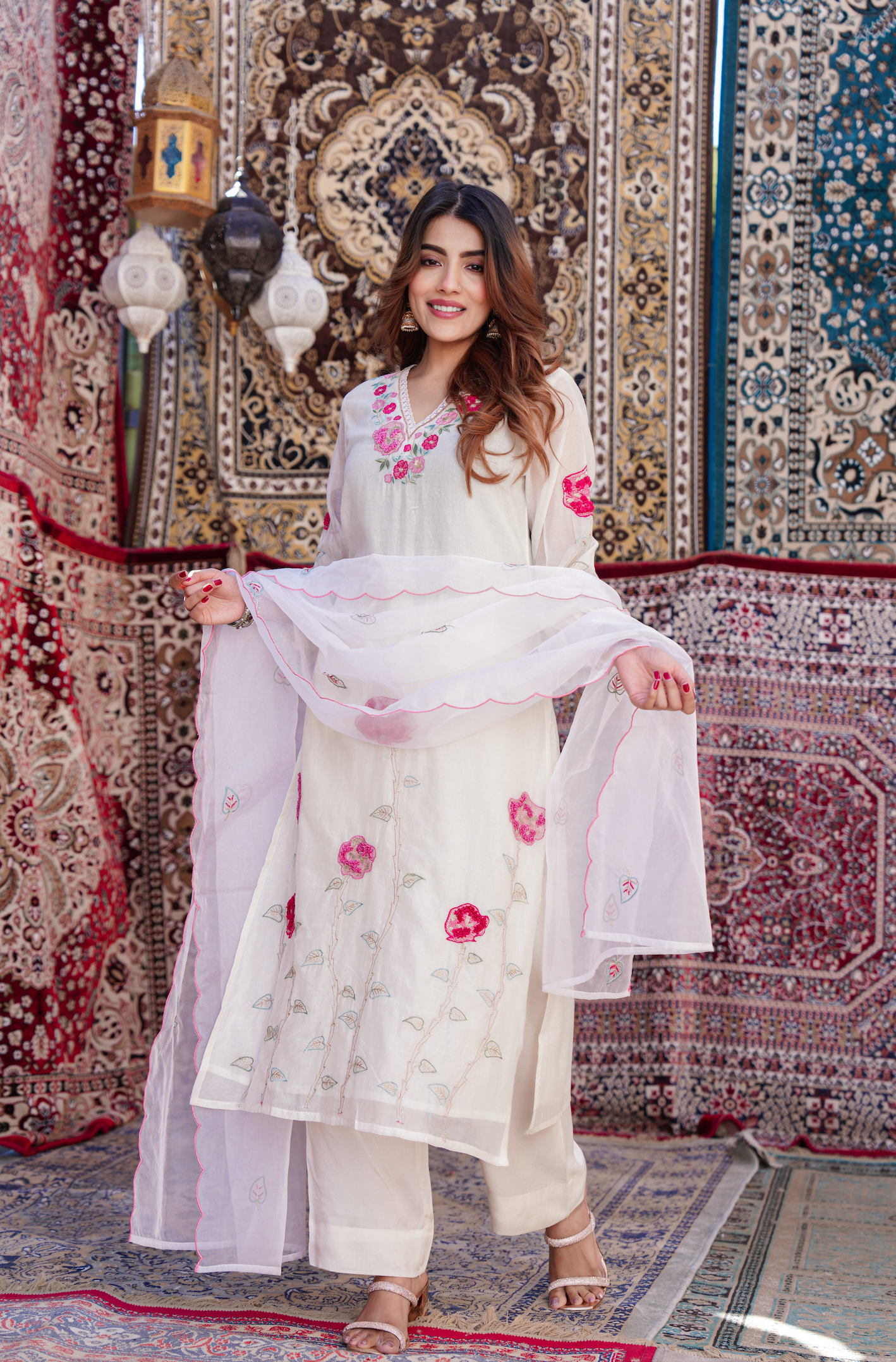 Pearl Charm Chanderi Suit Set
