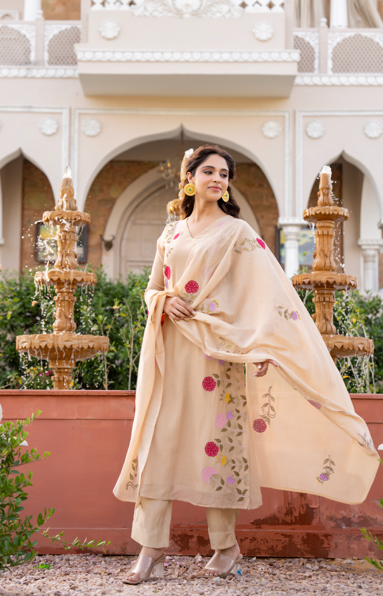 Ivory Blossom Chanderi Suit Set