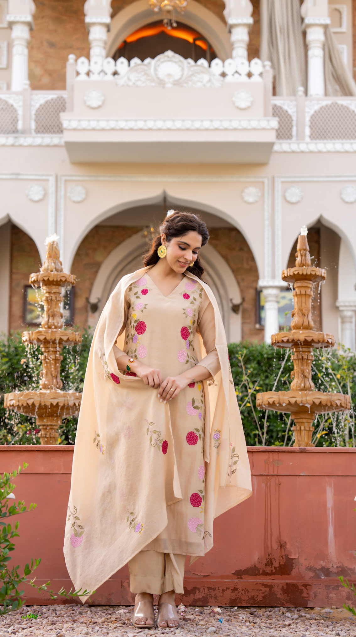 Ivory Blossom Chanderi Suit Set