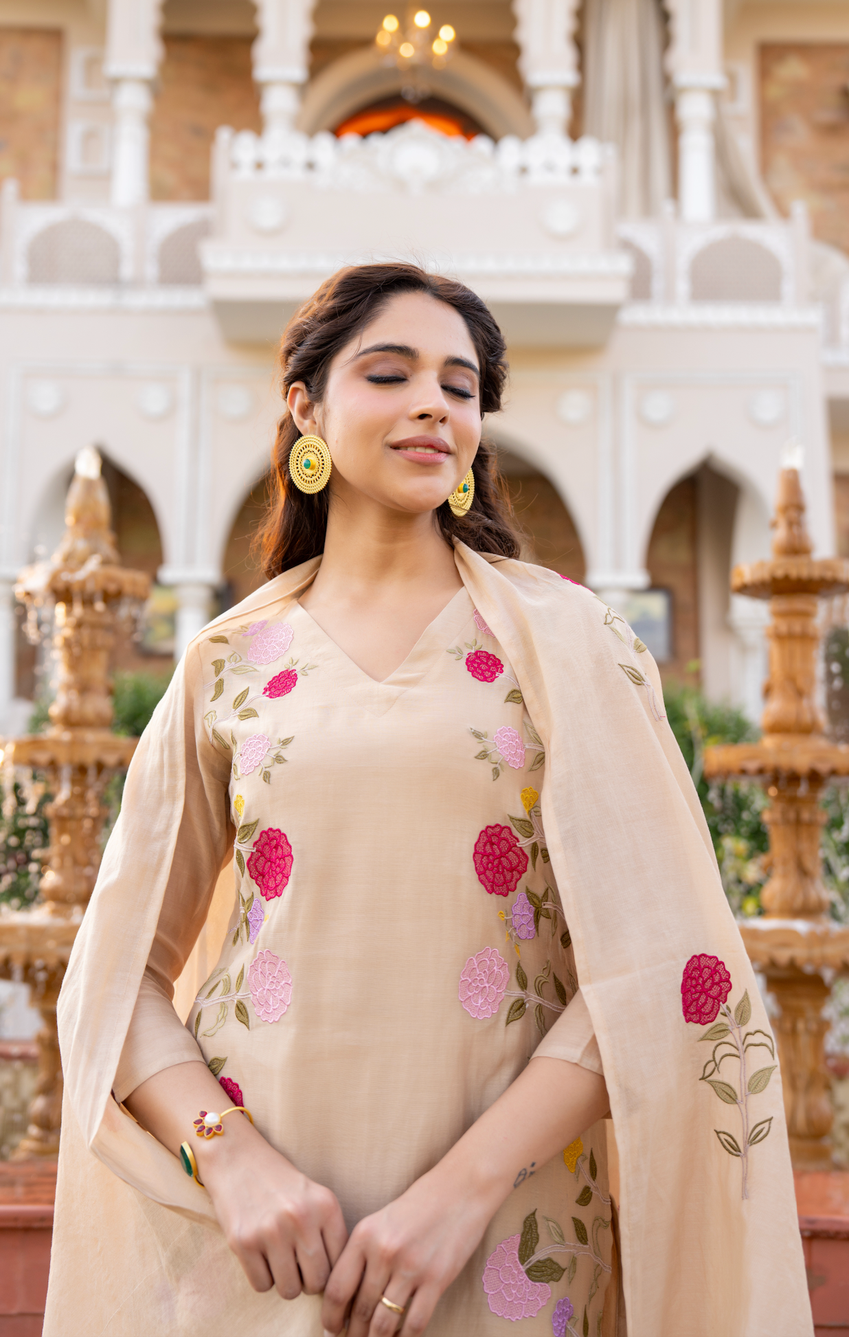 Ivory Blossom Chanderi Suit Set