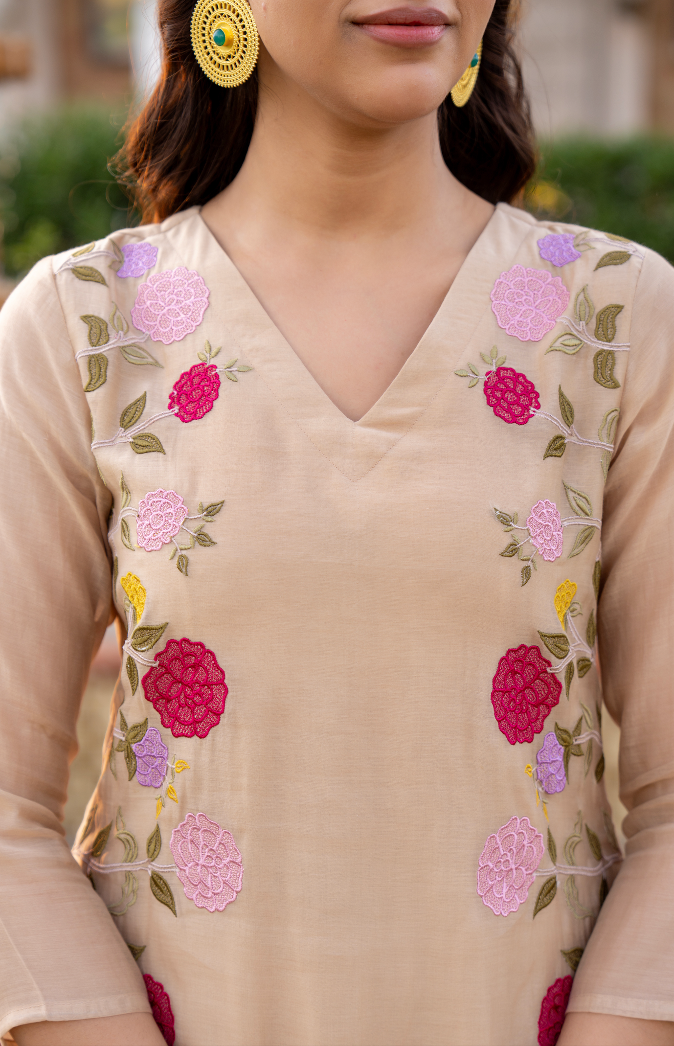 Ivory Blossom Chanderi Suit Set