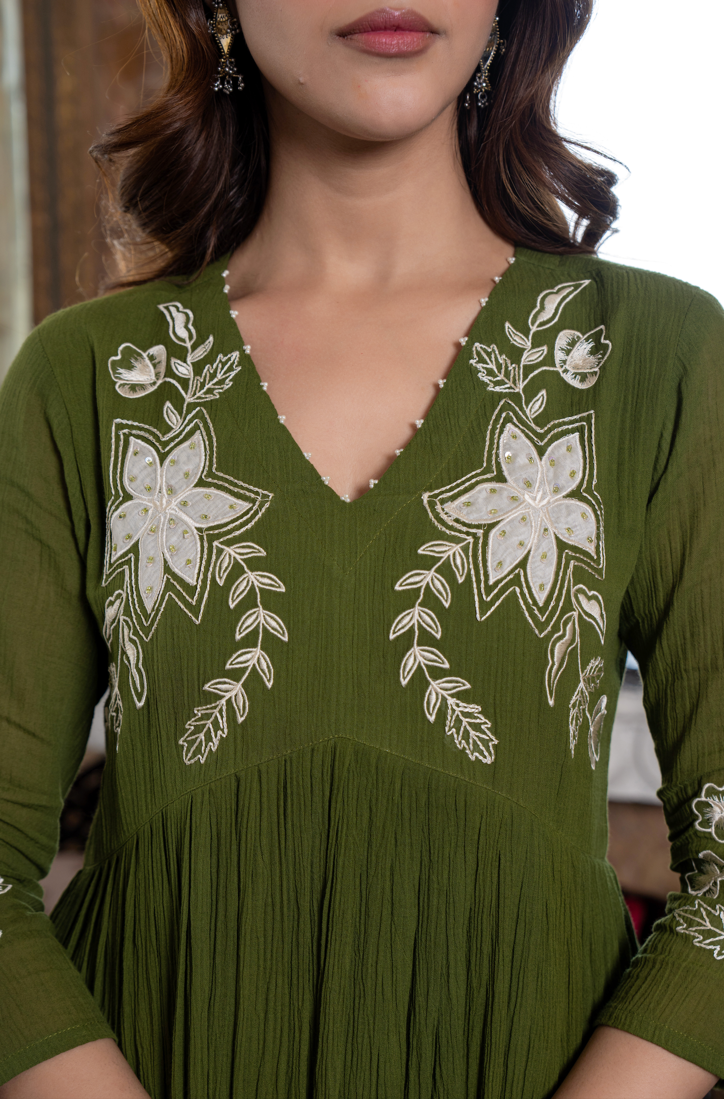Emerald Aura Crush Cotton Suit Set