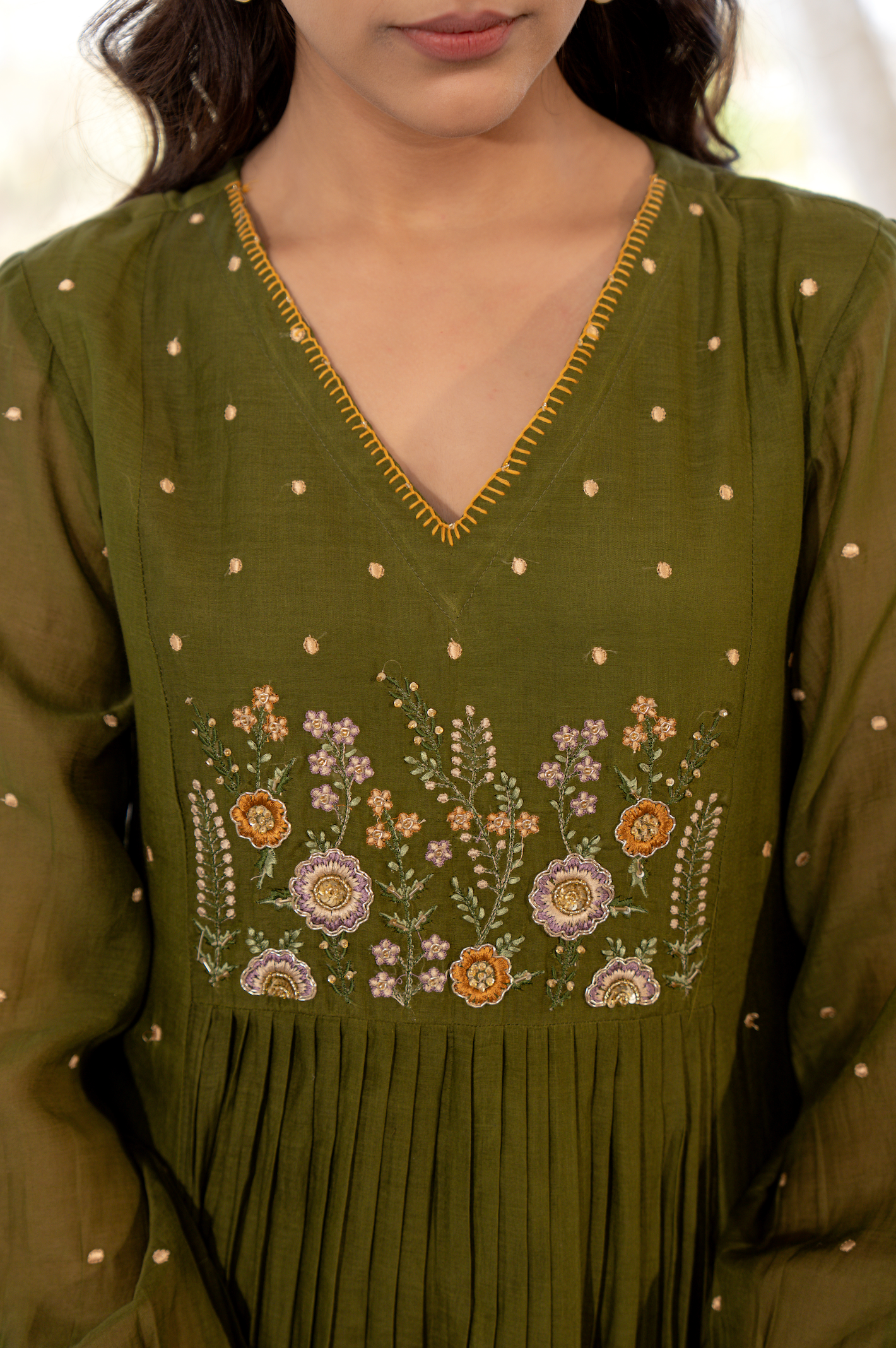 Forest Gleam Mul Chanderi Suit Set