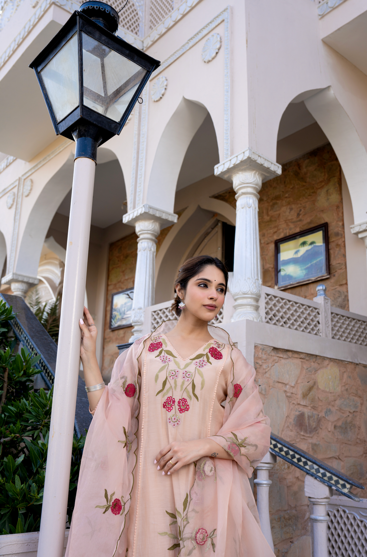 Nude Blossom Mul Chanderi Suit Set