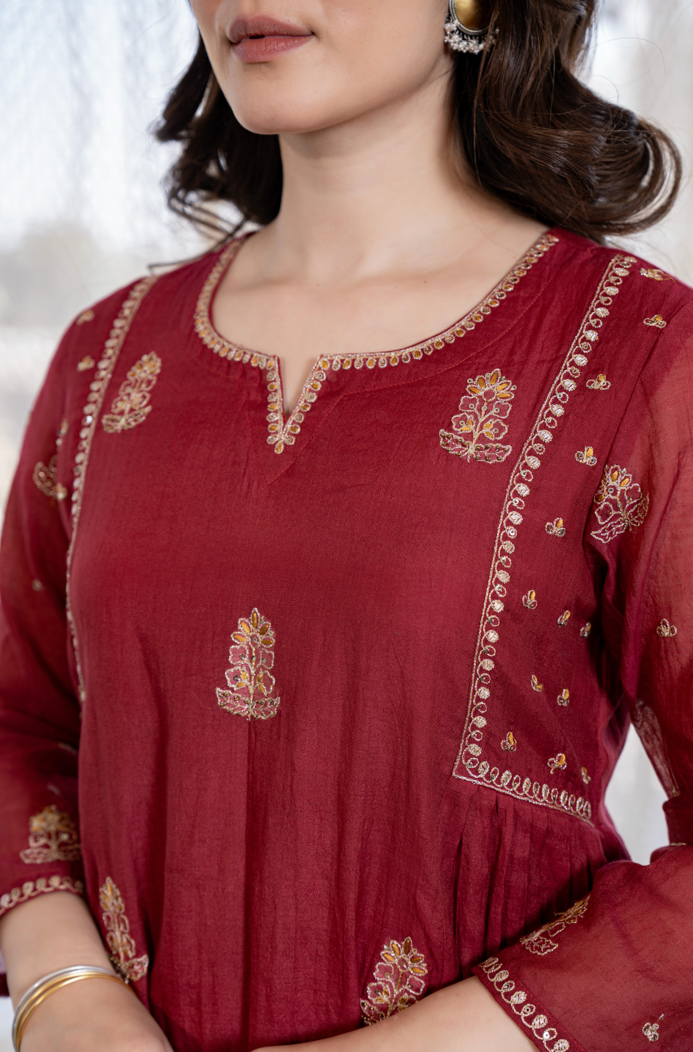 Ruby Royale Mul Chanderi Suit Set