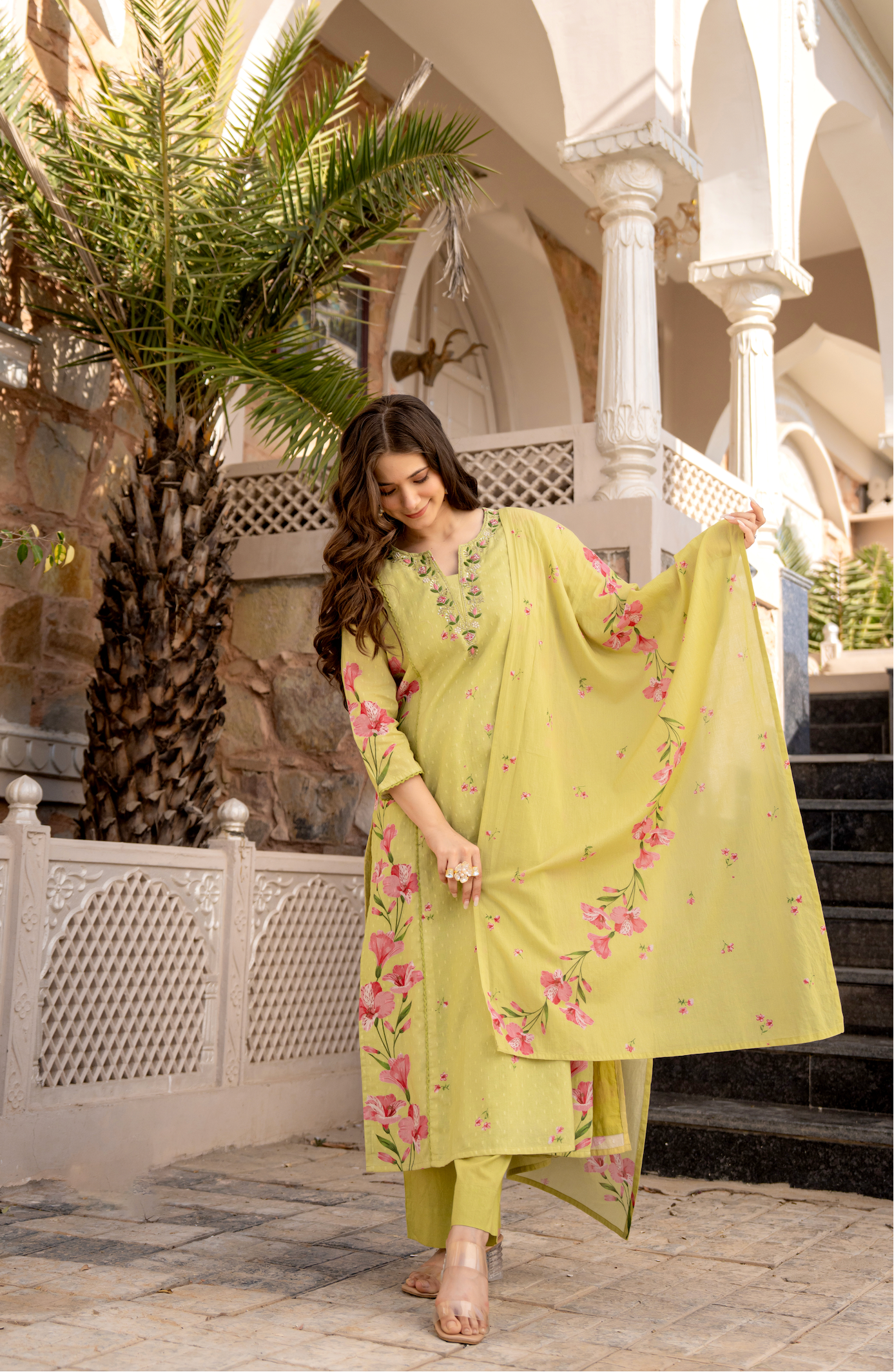 Moss Glow Cotton Suit Set