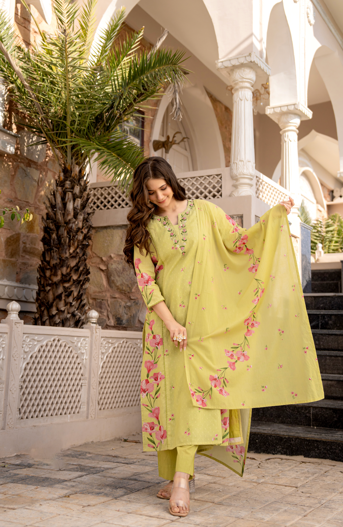 Moss Glow Cotton Suit Set