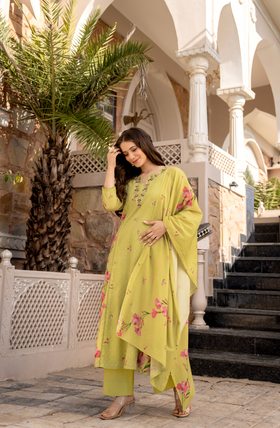 Moss Glow Cotton Suit Set