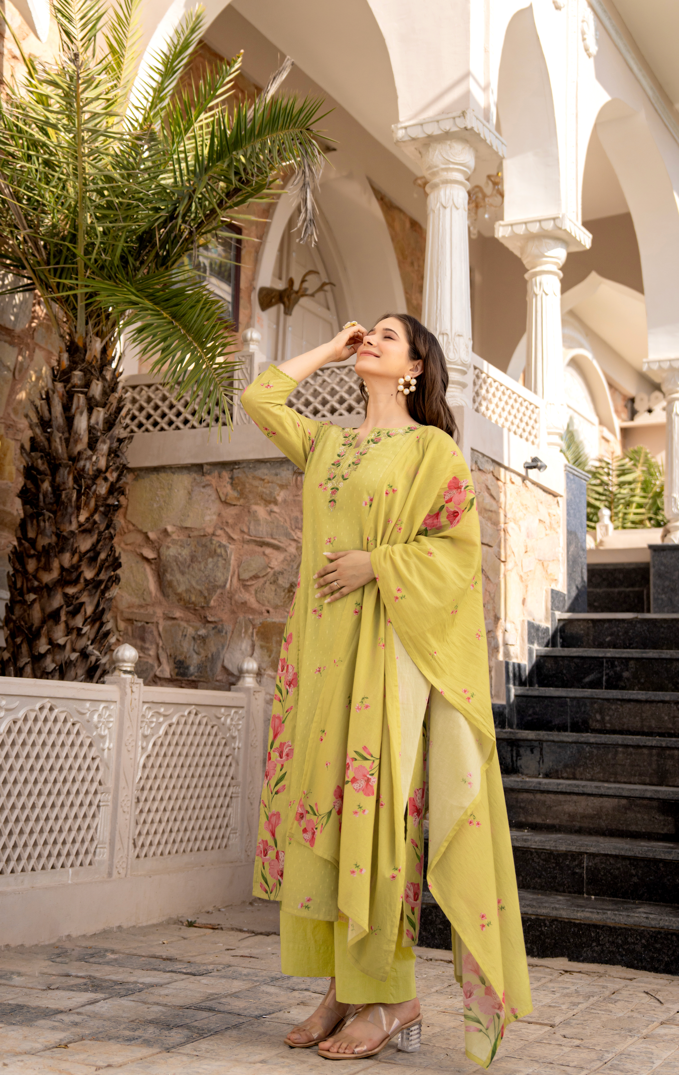 Moss Glow Cotton Suit Set