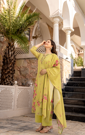 Moss Glow Cotton Suit Set