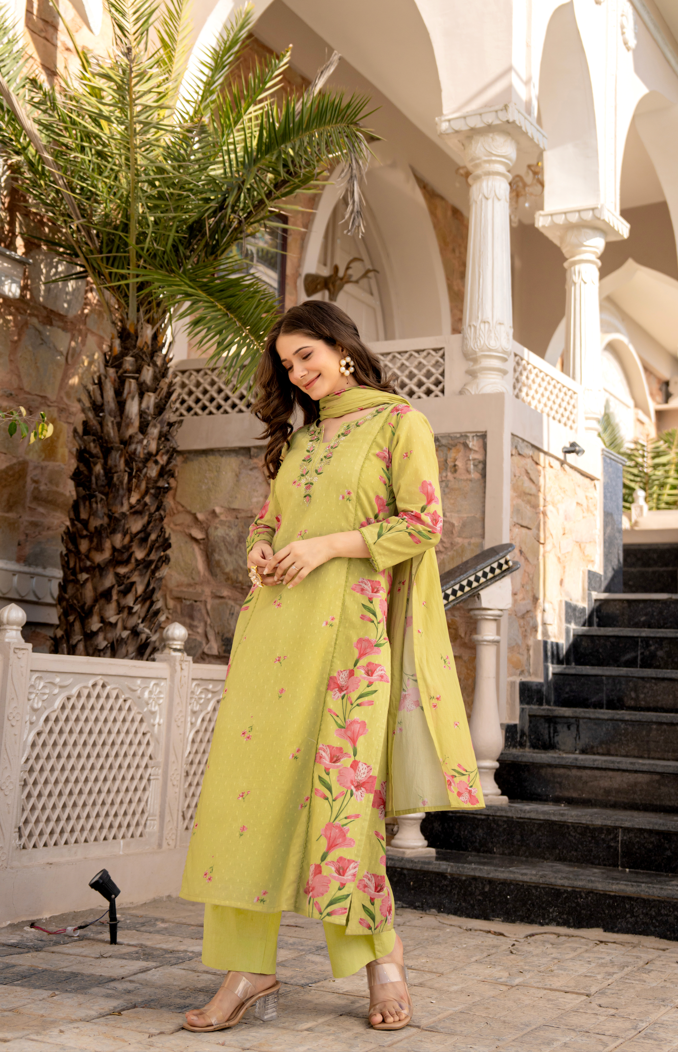 Moss Glow Cotton Suit Set