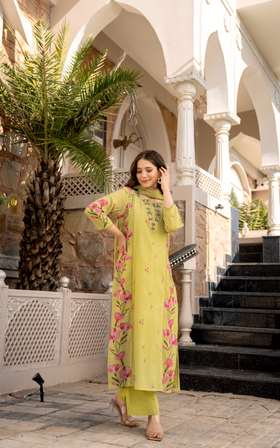 Moss Glow Cotton Suit Set