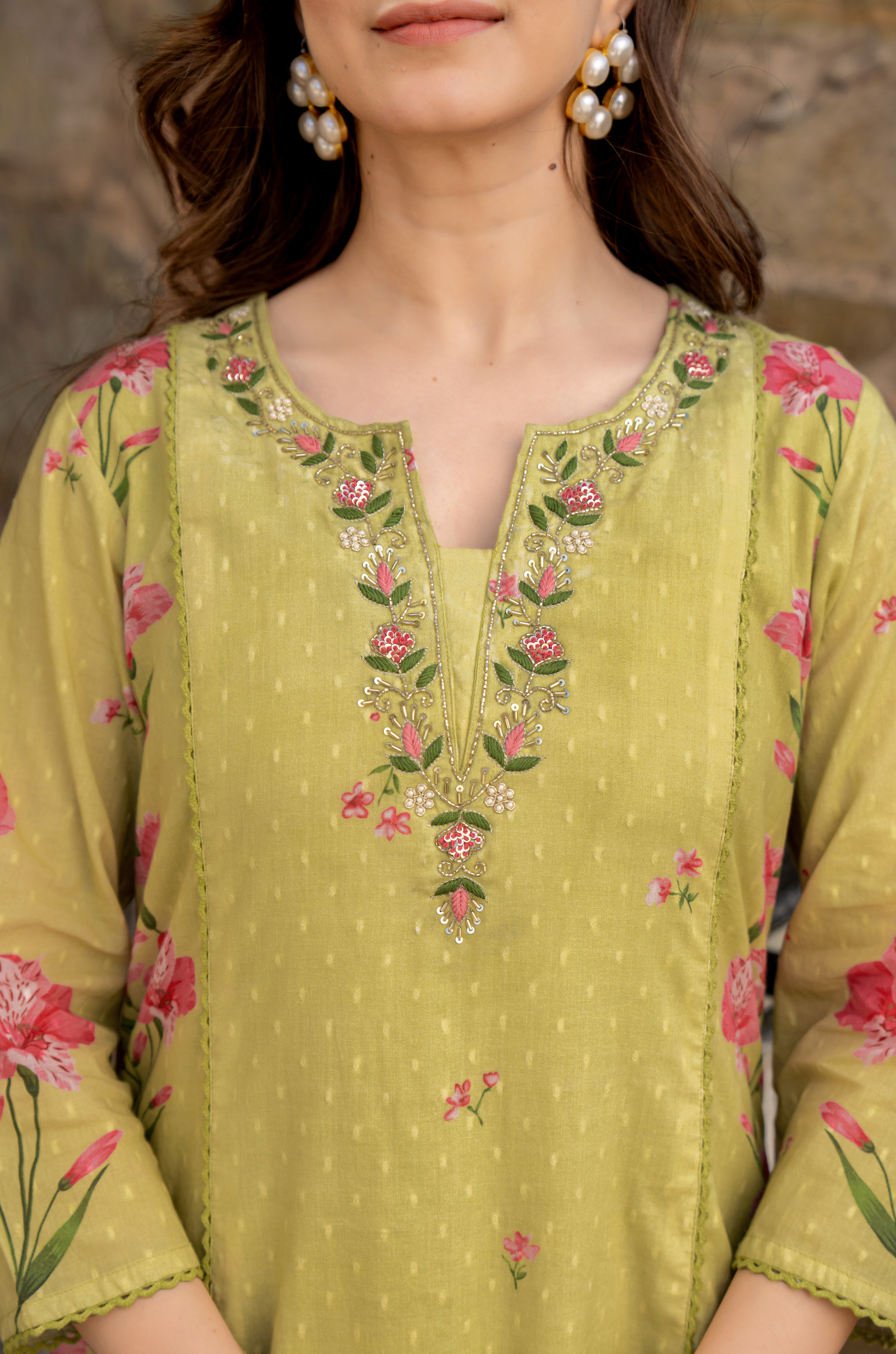 Moss Glow Cotton Suit Set