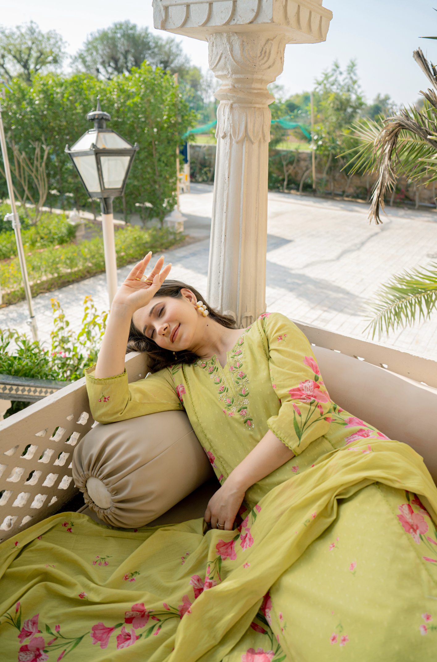 Moss Glow Cotton Suit Set