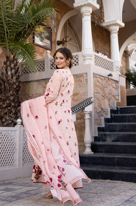 Blush Breeze Cotton Anarkali Suit Set