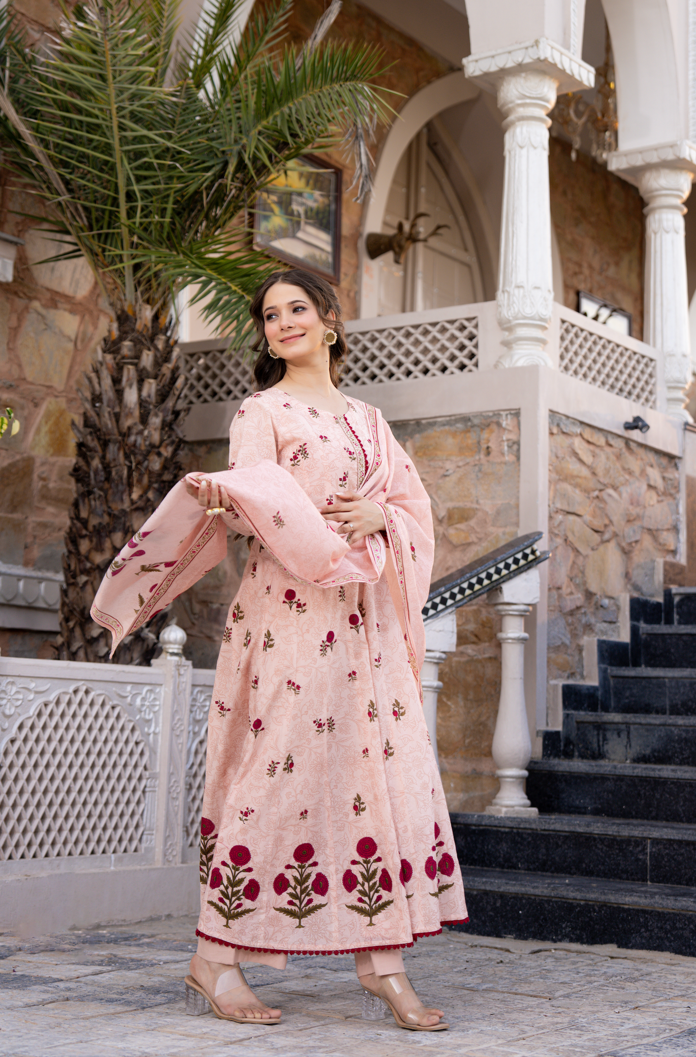 Blush Breeze Cotton Anarkali Suit Set