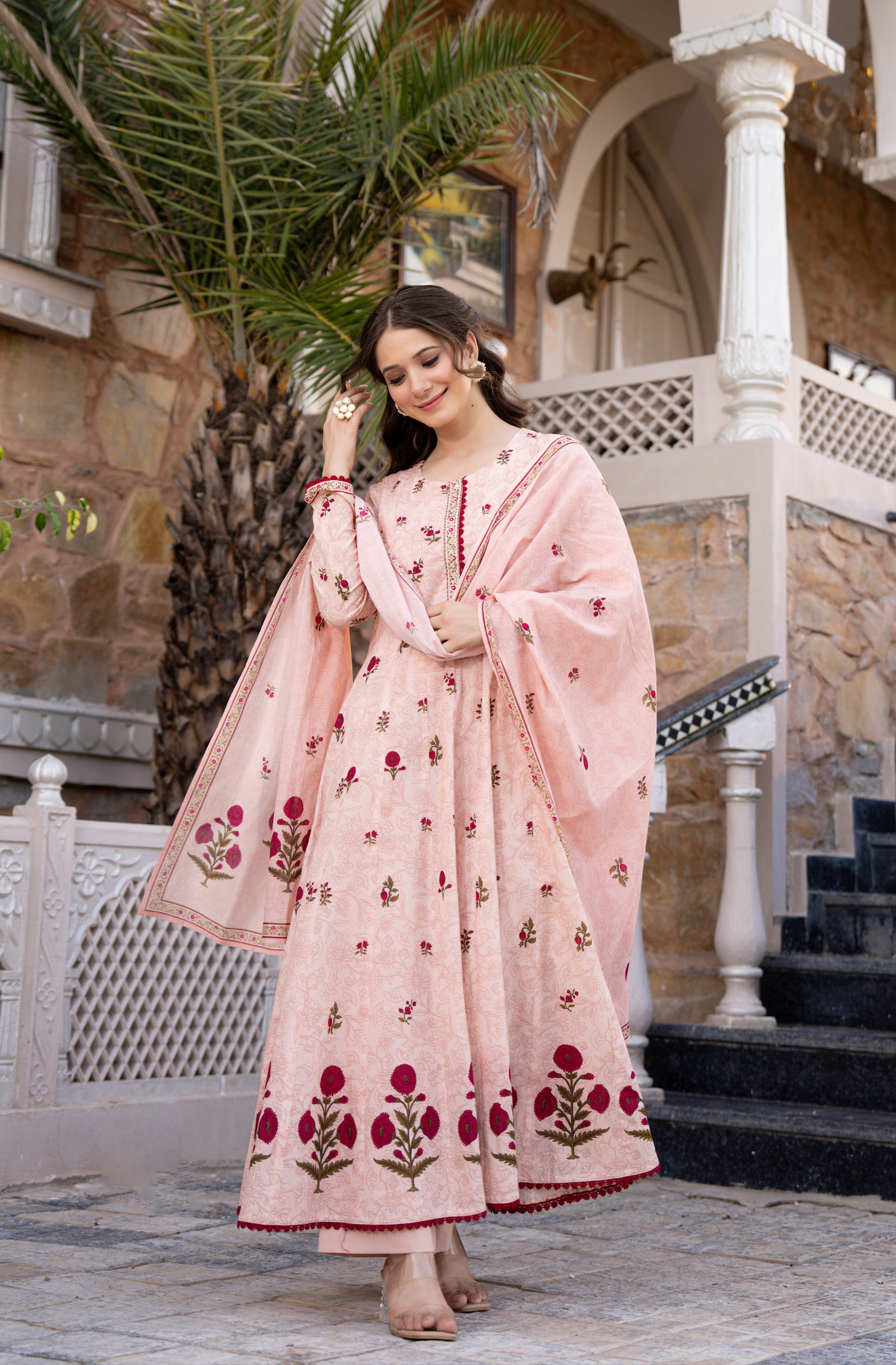 Blush Breeze Cotton Anarkali Suit Set