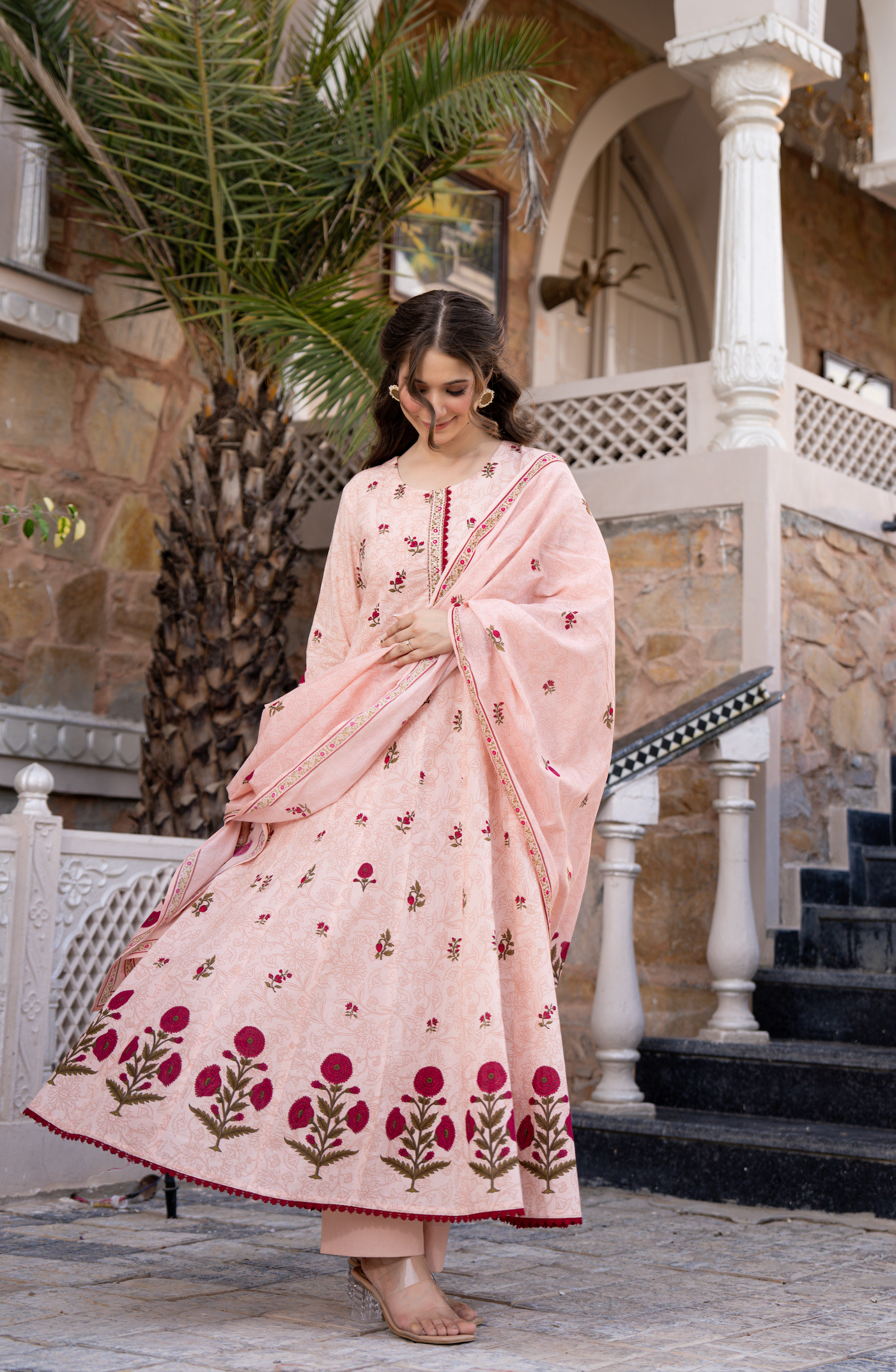 Blush Breeze Cotton Anarkali Suit Set