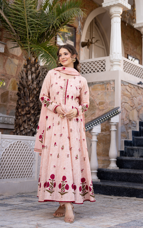 Blush Breeze Cotton Anarkali Suit Set