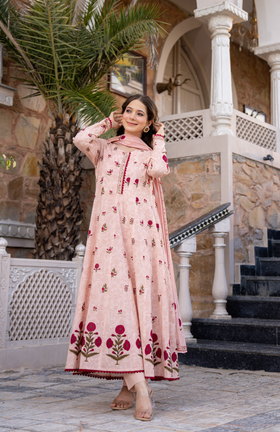 Blush Breeze Cotton Anarkali Suit Set